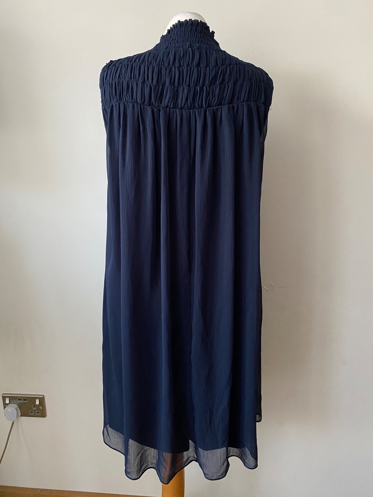 Coco Blanco High Neck Smock Dress S, M, L Chiffon Lined - Picture 12 of 12
