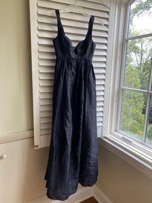 NWT Acler Sandgate linen Blend Maxi Dress Tie Back Size 4 Black 