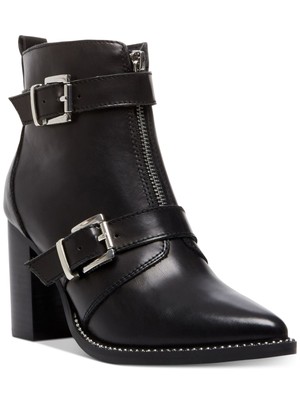 

STEVE MADDEN Женские черные ботильоны на блочном каблуке с острым носком Halle 7,5 м, Черный, HALL05S1