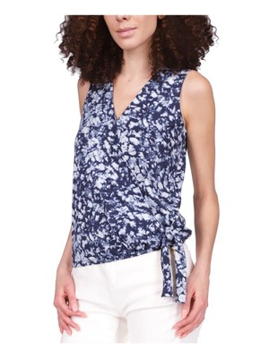 MICHAEL MICHAEL KORS Женский синий топ без рукавов с запахом и вырезом горловины S