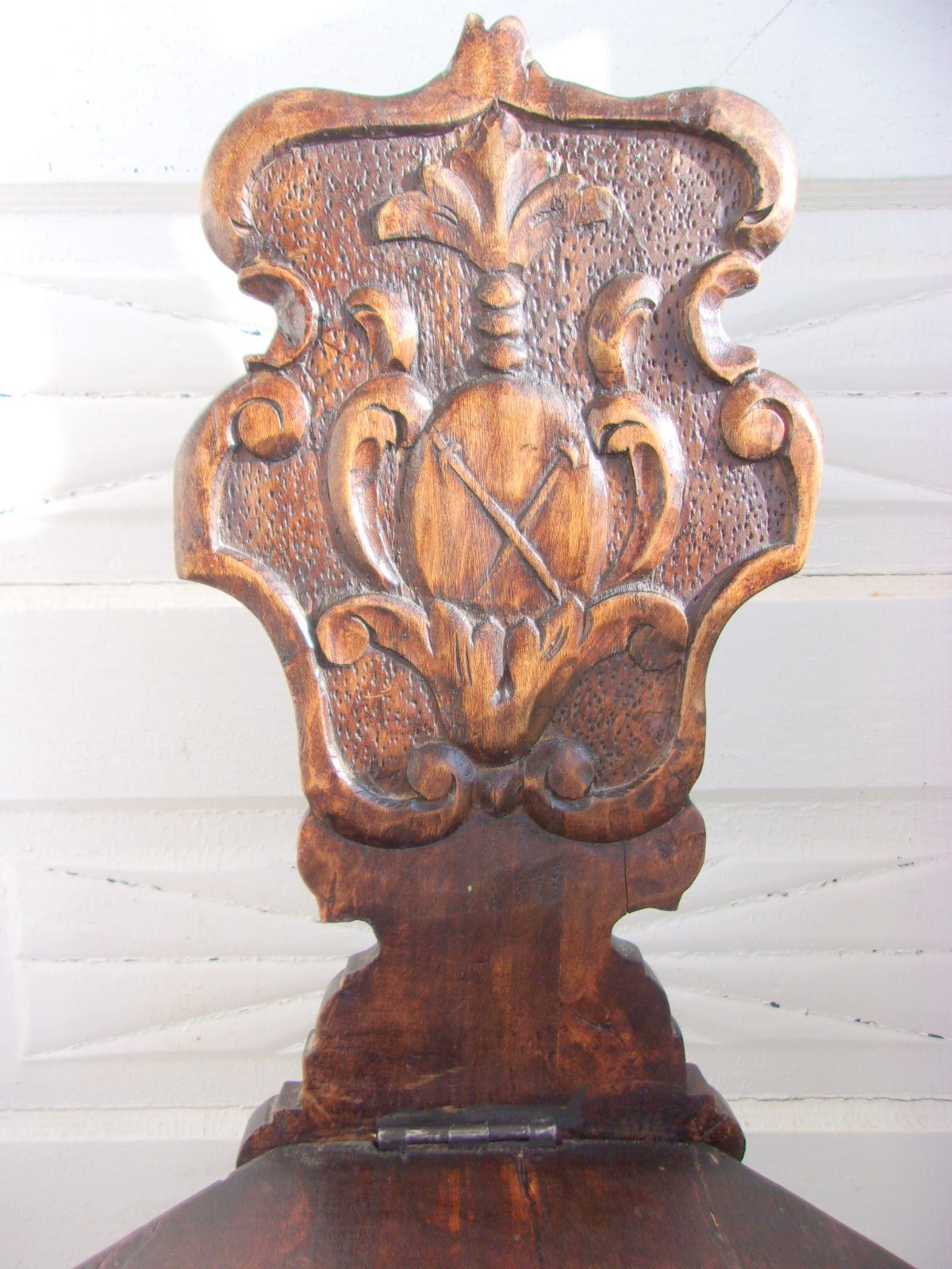 Antique Swedish Scandinavian  Renaissance Carved Wood Walnut Hall  Ornate Chair