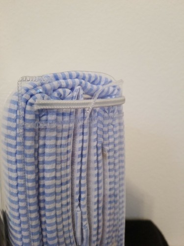 New Breathable Baby Mesh Crib Liner Bumper light blue white striped seersucker