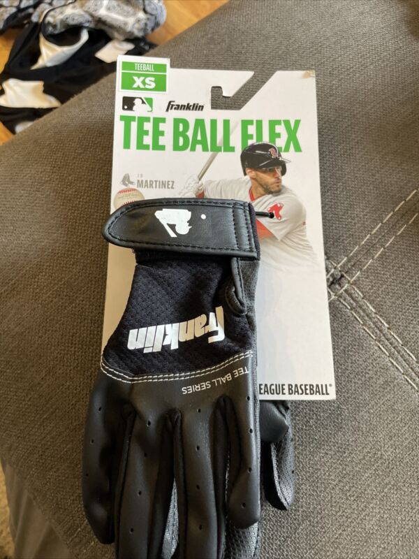 Franklin TeeBall Flex Size XS Little League Baseball Batting Gloves Black, New