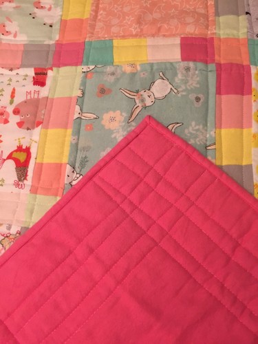 New handmade Baby Lap Crib Quilt Blanket Throw 34”x52” -Snuggle Flannel Soft!