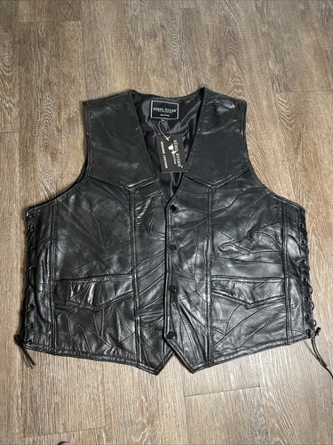 Rebel Ryder Genuine Leather Biker Motorcycle Vest Sz 3XL New
