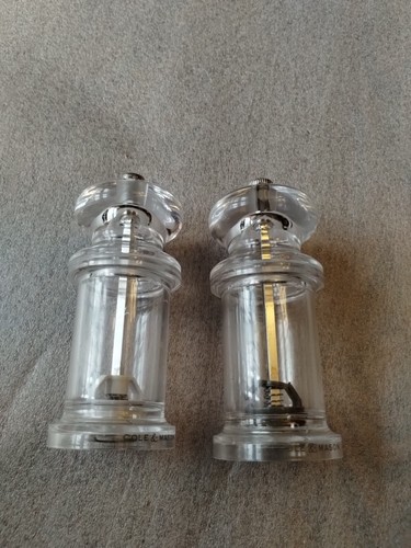 Cole and Mason 505 Salt and Pepper Grinder Set Clear Acrylic England 5.5 inches