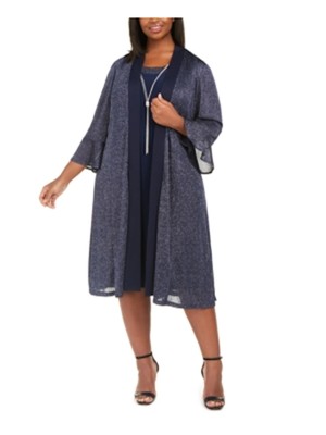 

R-M RICHARDS Женский темно-синий блестящий открытый кардиган с рукавами-колокольчиками Вечерняя туника Топ 16 Вт, Navy