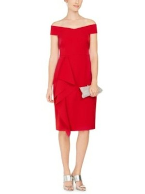 

Женское красное коктейльное облегающее платье VINCE CAMUTO с коротким рукавом до колена, Красный