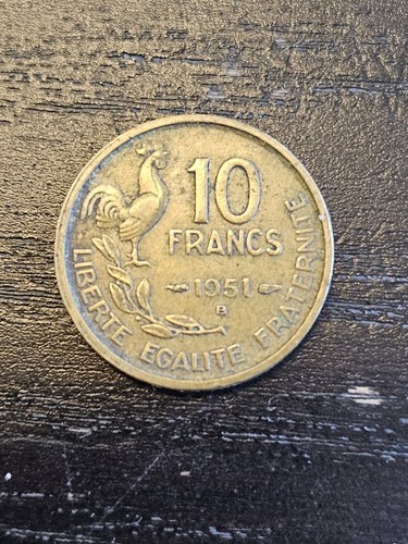 1951 B 🇫🇷 FRANCE FRENCH REPUBLIC ROOSTER 10 FRANCS WORLD