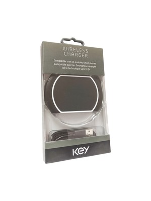 Key Qi Wireless Charger Charging Pad (5V/1A) - Black/clear