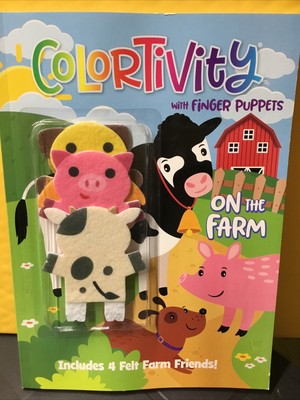 On the Farm Colortivity Coloring Book  with Finger Puppets NEW