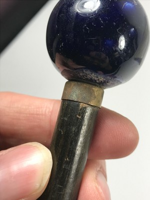 Antique Blue Glass Porcelain finial lamp post topper