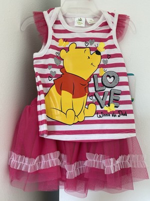 NEW DISNEY Baby 0 / 3 Months Winnie The Pooh Pink Tutu Dress Love Summer