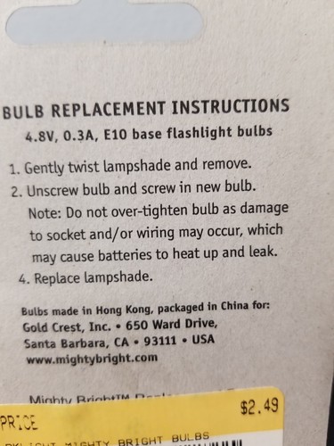 NIP Mighty Bright Replacement Bulbs Unopened Clip-On Reader's Light Book See
