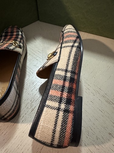 Pre-owned Gucci Mens Loafers Moccasin Shoes Beige/black/mul 8.5 Us/7.5 Uk 430088 $920