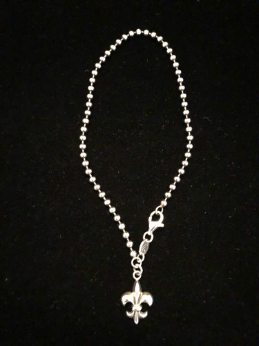 SILPADA .925 STERLING SILVER FLEUR-DE-LIS ANKLE BRACELET RARE BEADED CHAIN NEW