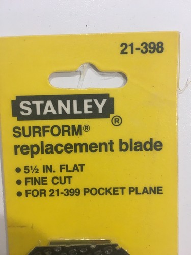PAIR(2) STANLEY SURFORM REPLACEMENT BLADE 21-398 POCKET PLANE-5.5 FLAT-FINE CUT