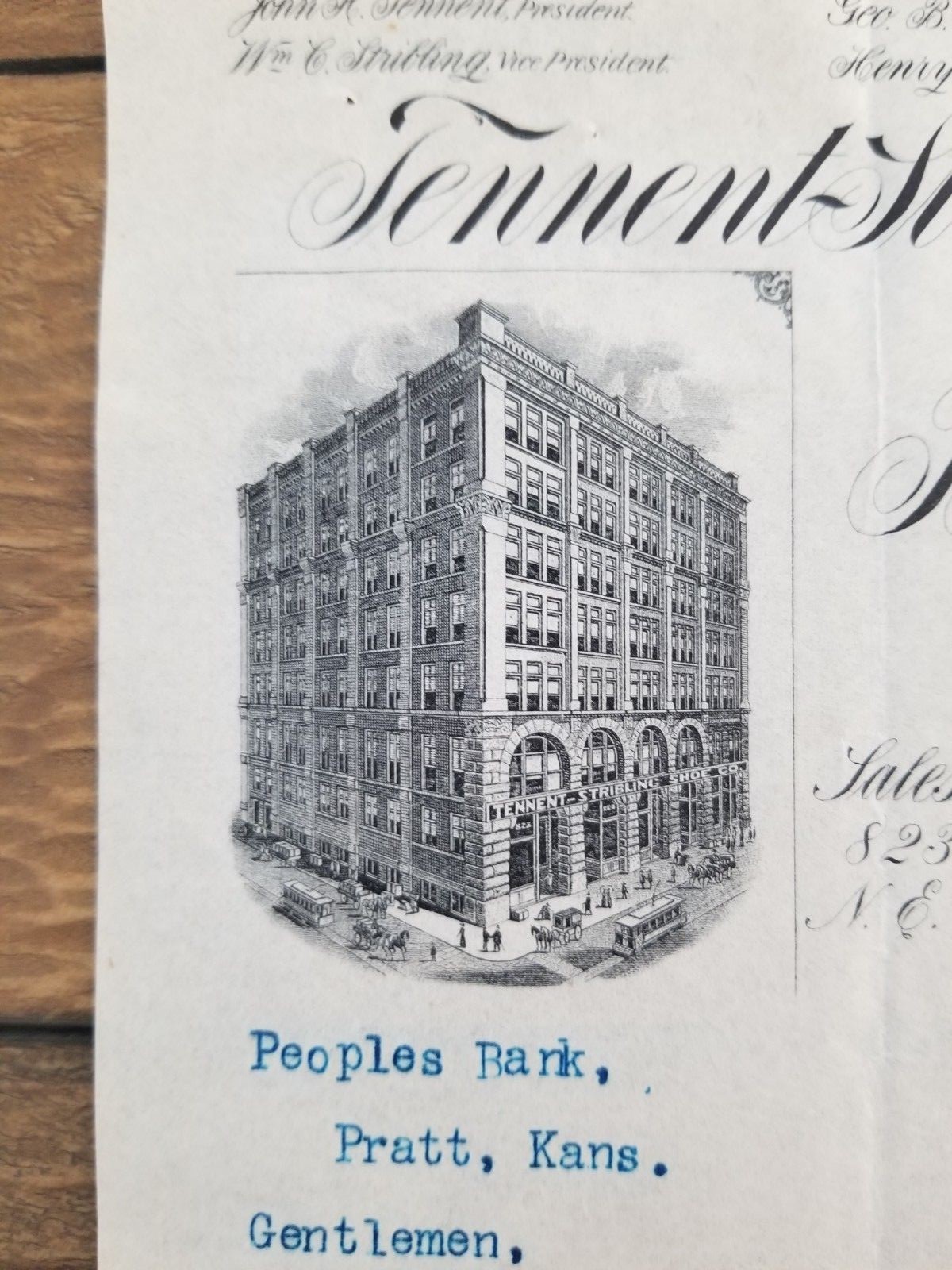 1900 Advertising Billhead Tennent-Stribling Shoe Co St. Louis Lion Illustration