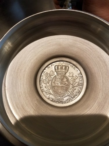 Gullsmed Tinn Pewter Norway Viking Tankard Stein w/COIN Figural Lion Ball Feet