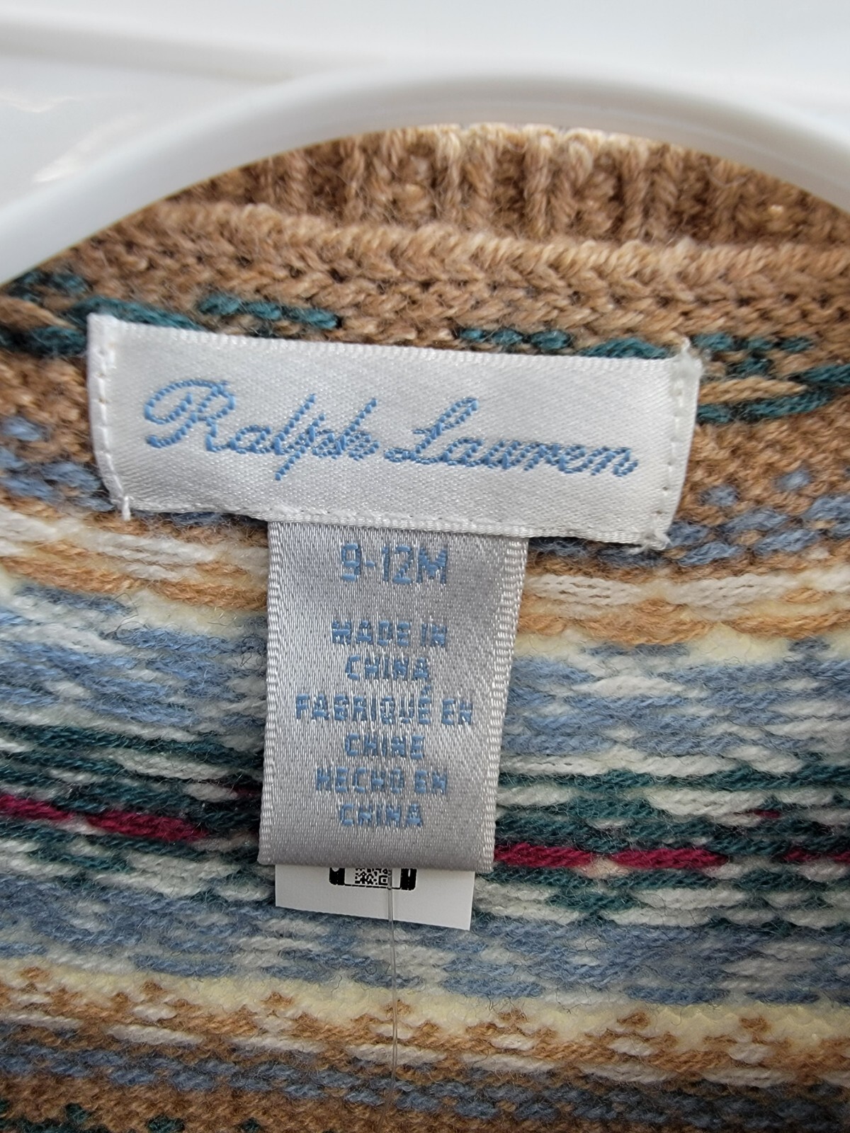 Ralph Lauren Fair Isle Wool Blend Sweater Coveralls Baby Boys' 9-12M Khaki Multi - Picture 11 of 18