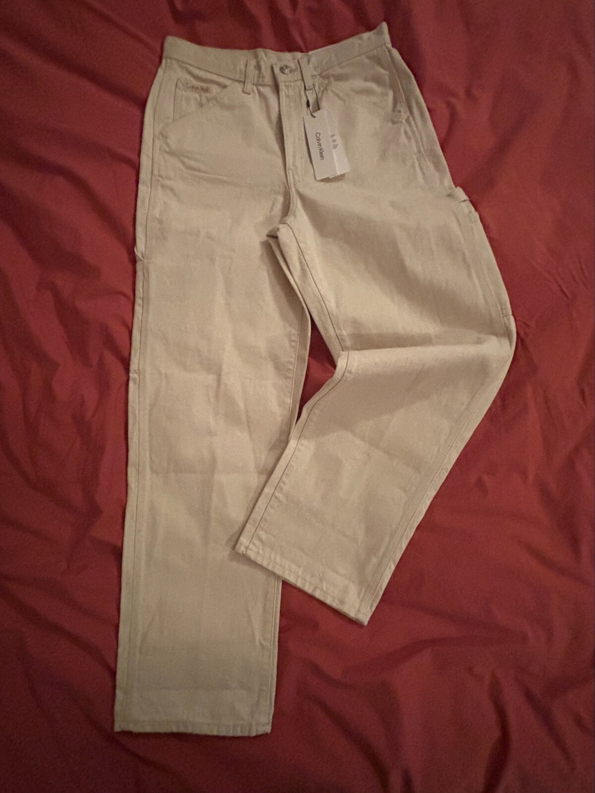 NEW Calvin Klein Utility Cargo Pants Cotton Twill NWT Ivory