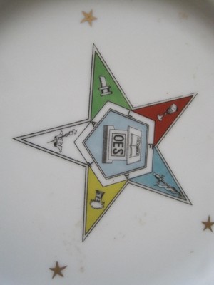 Masonic Dishes Cup Saucer Salad Lefton OES