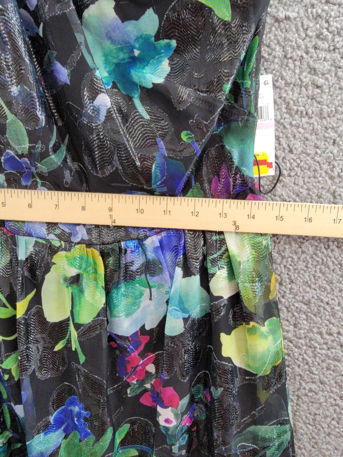 SL Fashions Floral-Print One-Shoulder Maxi Dress Womens 6 Multi Back Zip Closure - Picture 6 of 16