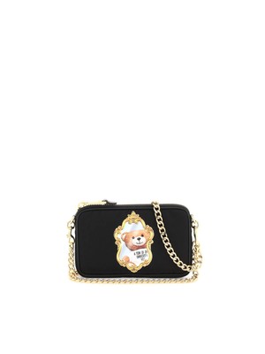 

MOSCHINO Женская черная сумка на плечо с цепочкой и мишкой Teddy Bear, Черный, 2222A732582061555