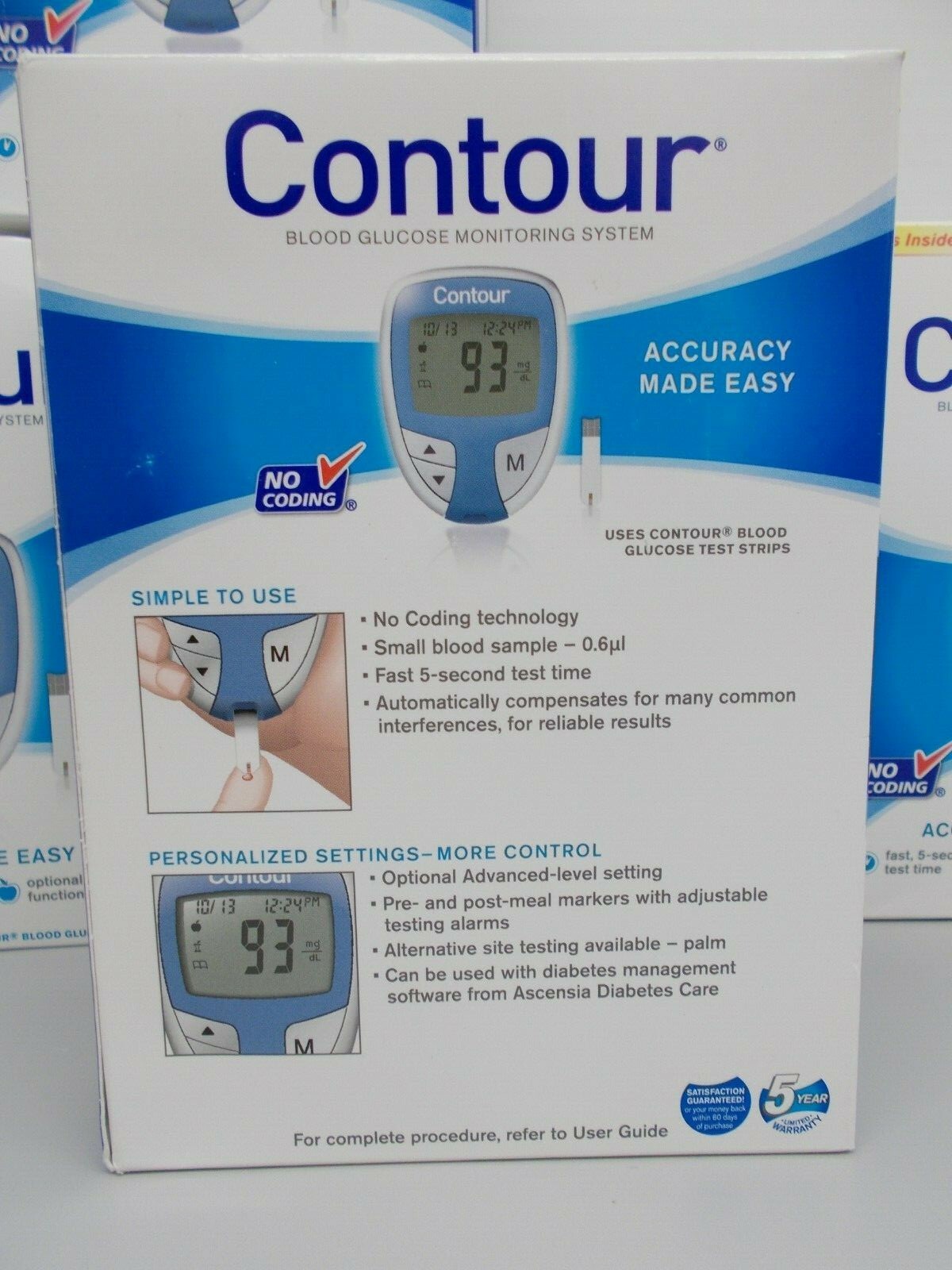 LOT OF 5 Ascensia Contour Blood Glucose Monitoring System Diabetes Meters