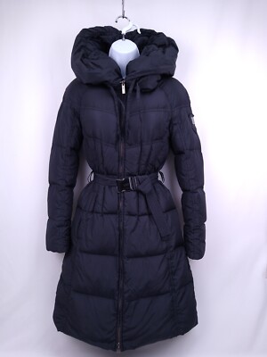 ADD ICON 10 Pillow Collar Hooded 95/5 Down Mid Length  Puffer Coat Black US 4