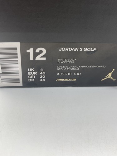 JORDAN 3 Golf White Cement Mens Size 12 Golf Shoes AJ3783-100 RARE