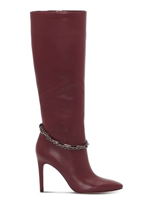 

VINCE CAMUTO Женские бордовые кожаные ботинки Felinda с цепочкой на шпильке, 9,5 м, Burgundy, VC-FELINDA
