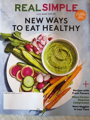 Real Simple February 2020 Healthy dinners Veggies Clutter Looking Well Rested