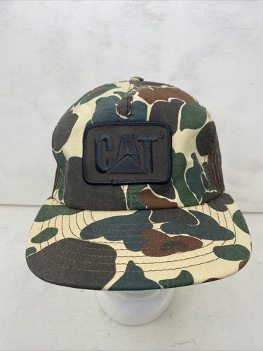 ☆HUMAN N CAT☆ Pound Vintage Camo Ball Cap Brown FFOUND VIN Vintage Cat Caterpillar Snap Back Patch Trucker Hat Cap