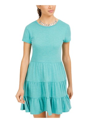 

BEBOP Женская зеленая многоуровневая футболка вересковое мини-платье с круглым вырезом для юниоров, Зеленый