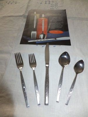 Oneida Spanada Wm Rogers Premier Stainless Steel 5 piece flatware Modern New USA