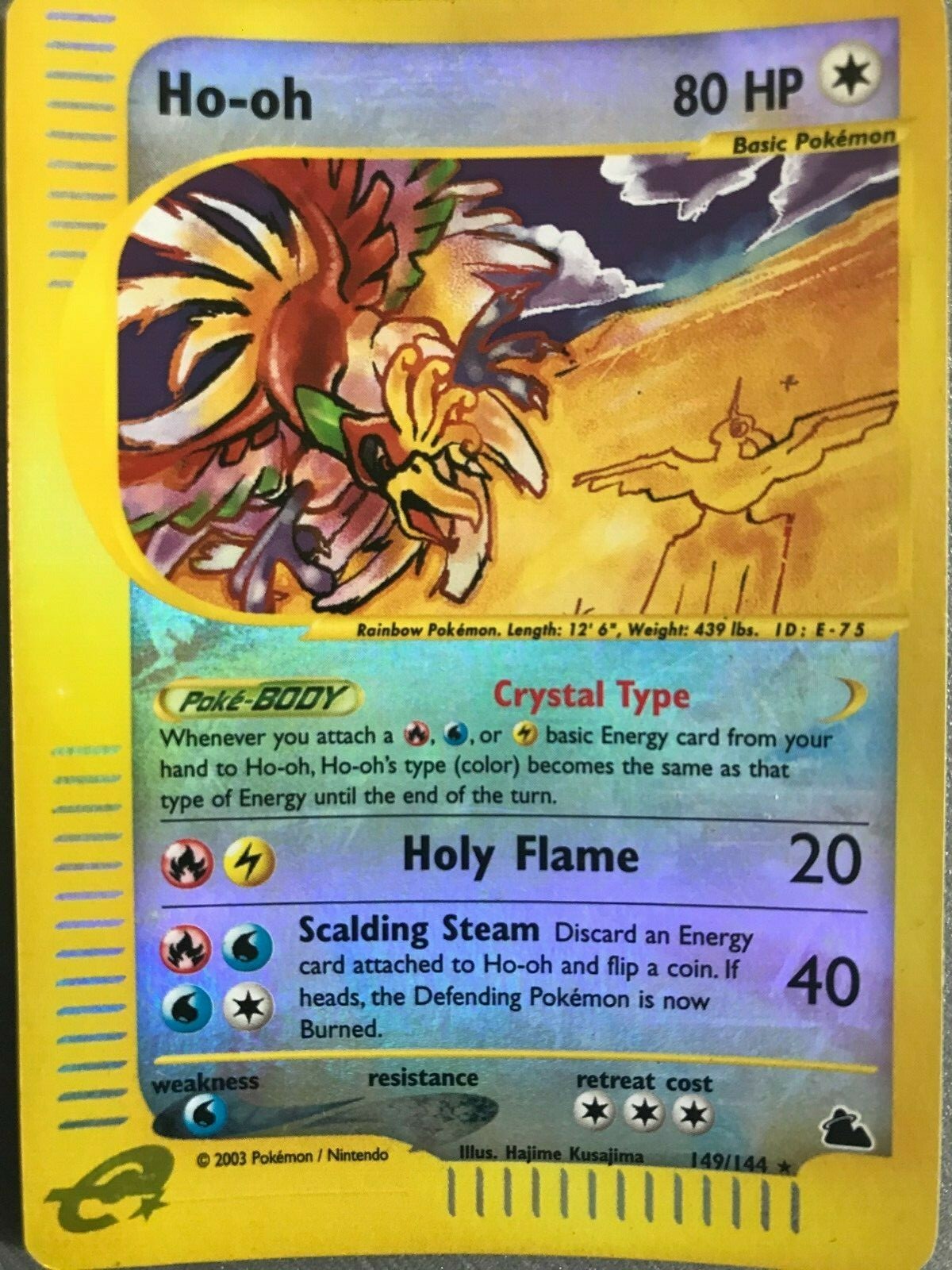 Crystal Ho-Oh Reverse Holo Pokemon Card e-Skyridge 149/144 Crystal Ho-Oh Reverse Holo Pokemon Card e-Skyridge 149/144