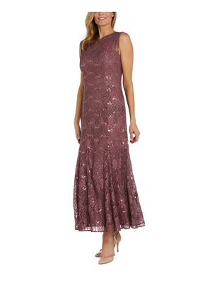 Женское вечернее платье макси без рукавов R&M RICHARDS с розовой подкладкой и V-образным вырезом на спине с мягкими чашечками 6