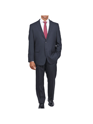 Private Label Solid Black Regular Fit 100% Wool 2 Piece Suit With Pleated Pants
