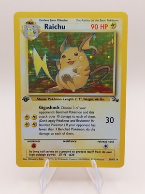 Raichu 1st Edition Holo Rare Fossil 14/62 Pokemon Card - WOTC 1999
