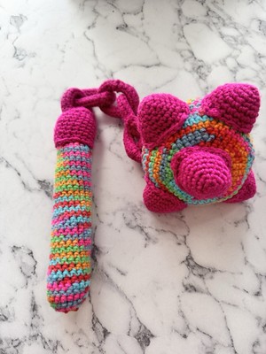 Mace and Chain Flail Crochet Plush New Hand Made Medieval Colorful Pink Rainbow