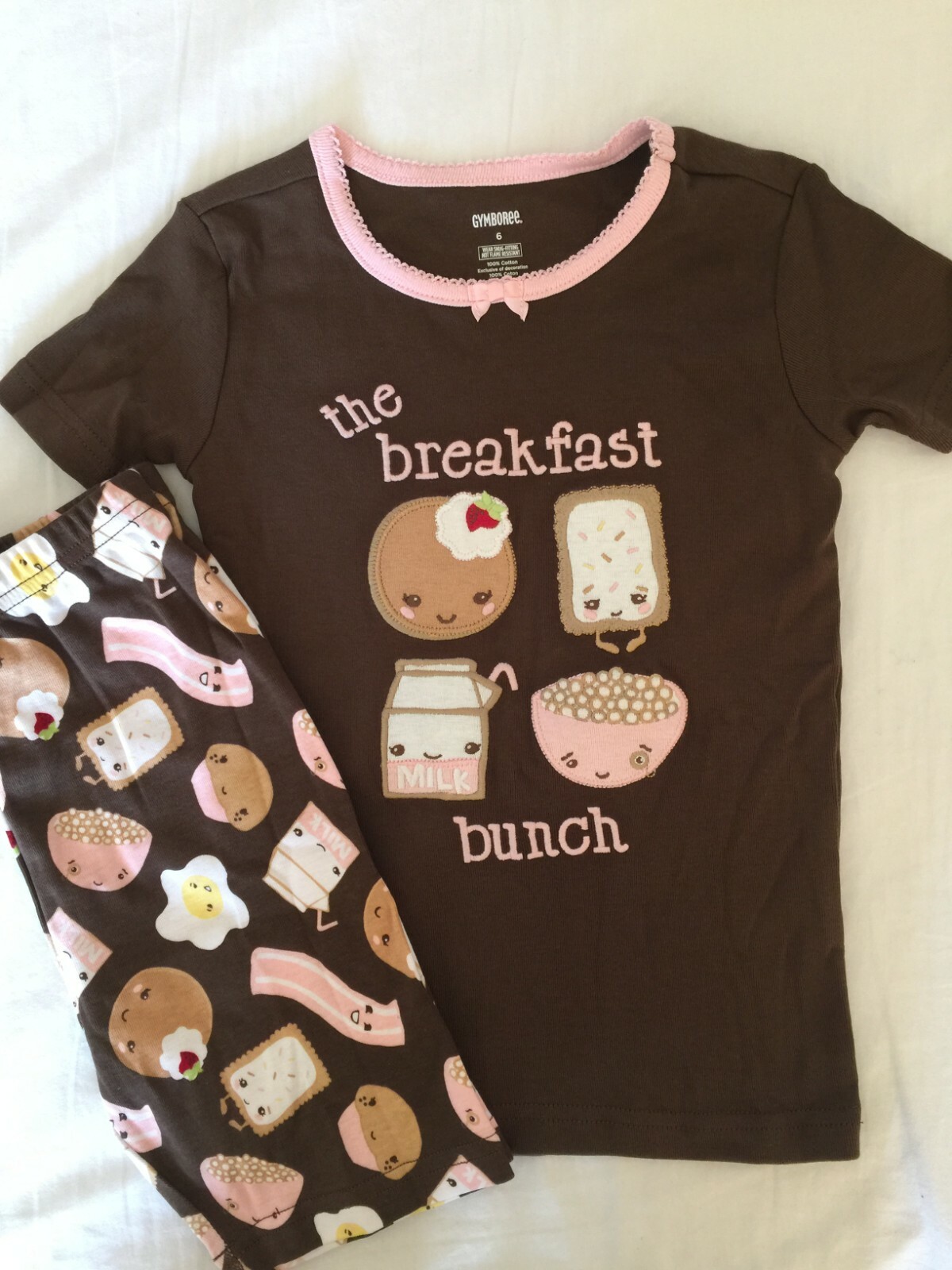 

NWT Gymboree The Breakfast Bunch Pancakes Shortie Gymmies Sleep Set для девочек 6, Chocolate brown