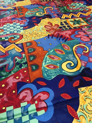 VTG 1990s DI Lewis Studio's Anju Woodridge Artsy Colorful Fabric Remnant 1 7/8 Y