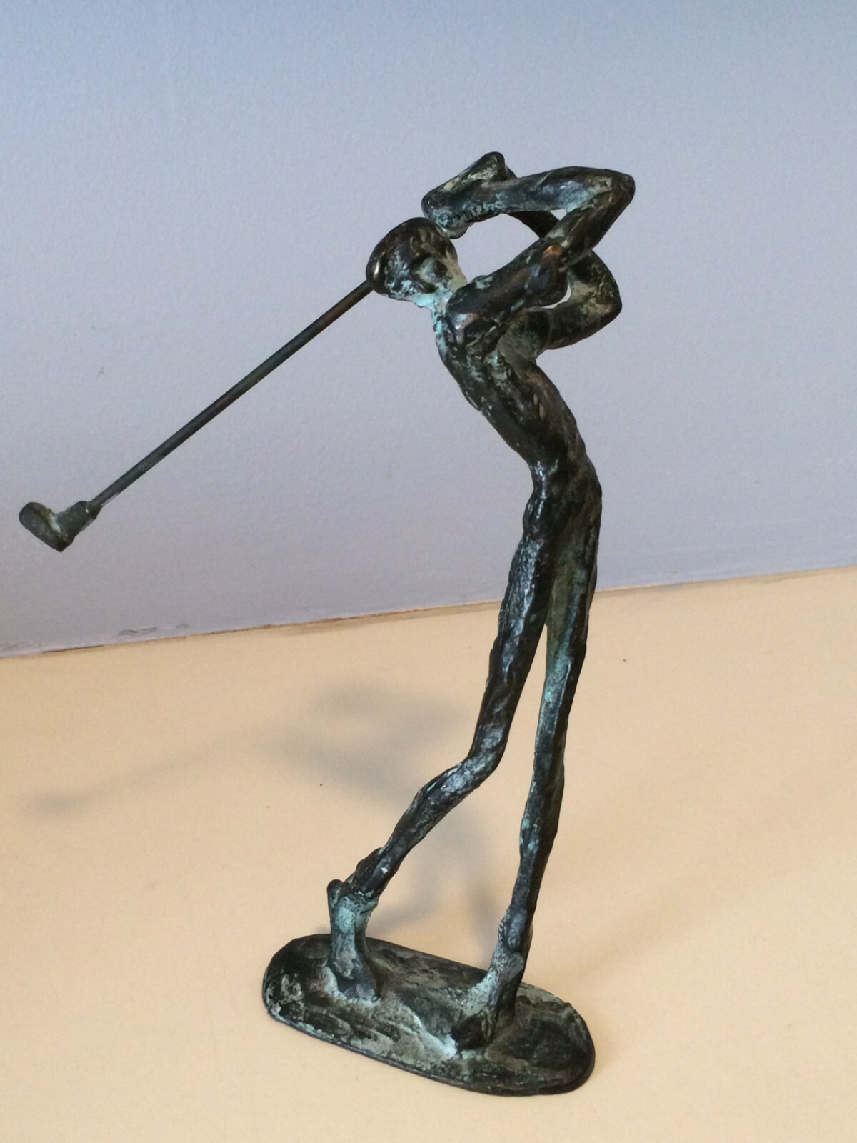 Set of Three Vintage Brutalist Bronze Golfer Figurines Golf Statue Sculptures