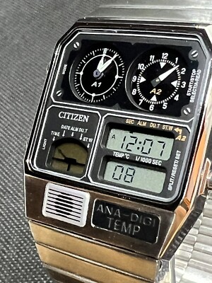 CITIZEN ANA-DIGI TEMP JG2101-78E Silver Analog Digital Watch Japan