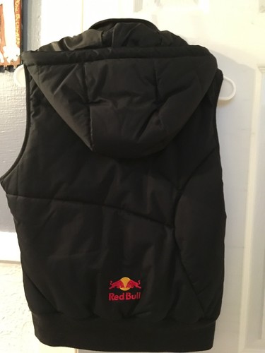Rare Red Bull Energy Drink Black Puffer Vest Size Small Warm