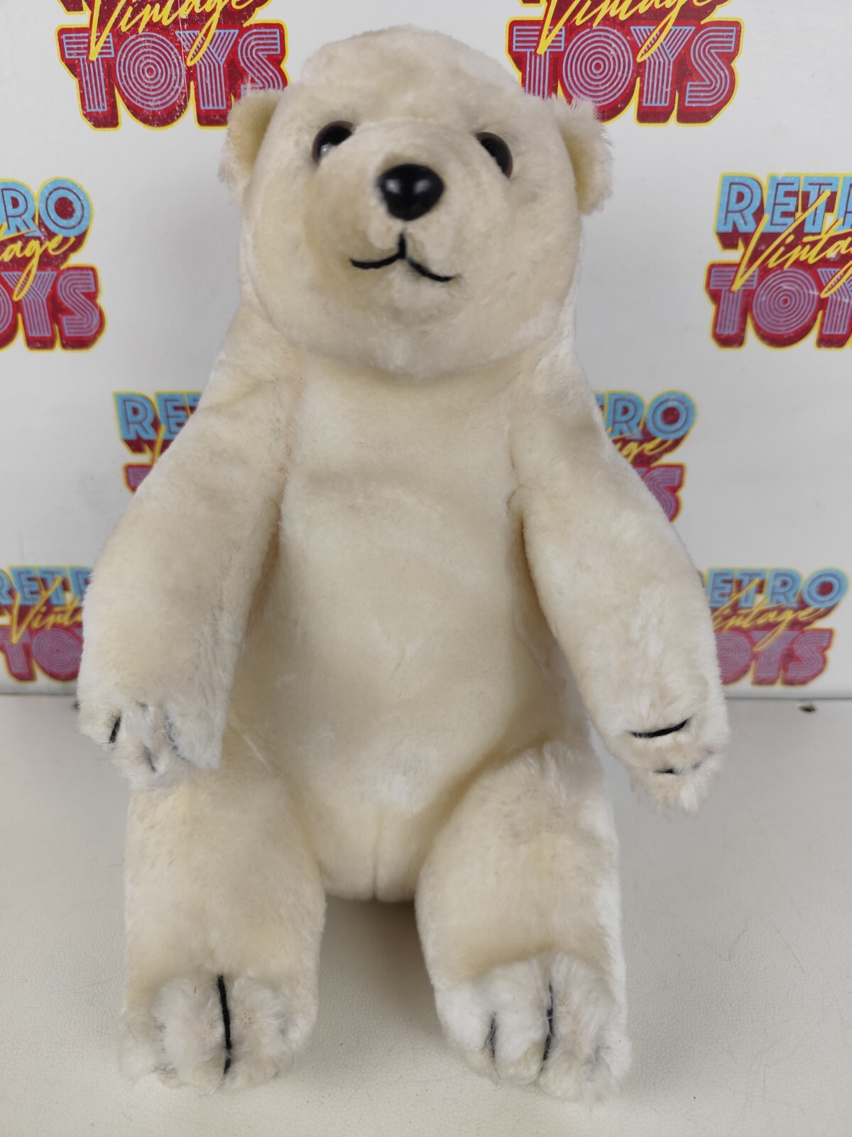 Vintage White Polar Bear Plush Approximately 25 Cm Sitting