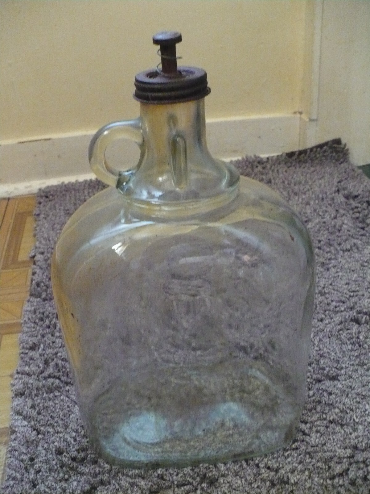 Vintage Glass Kerosene Jug Bottle Perfection Stove Co. Patent Applied