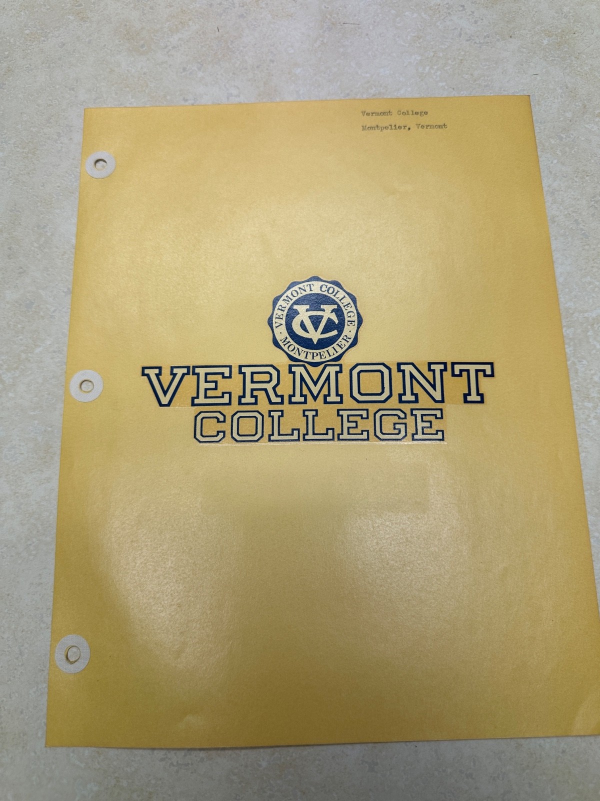 Vintage Vermont College Decal