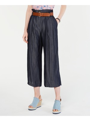

TOMMY HILFIGER Женские широкие брюки темно-синего цвета с поясом, Navy, T9BKK359